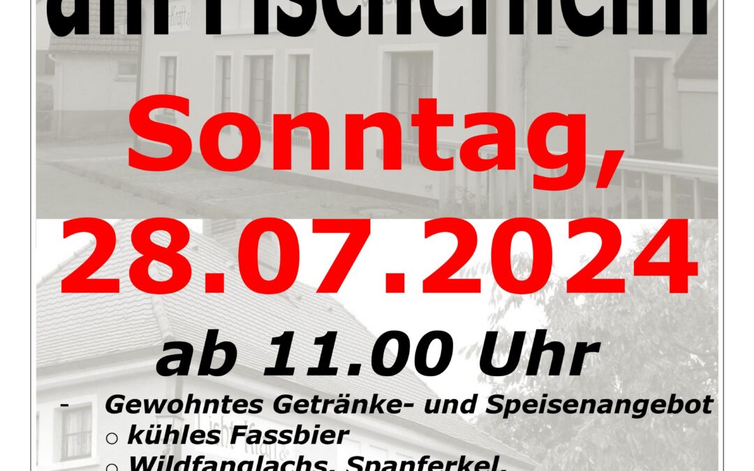 Flyer: Hockete am Fischerheim am Sonntag, 28. Juli 2024 ab 11.00 Uhr