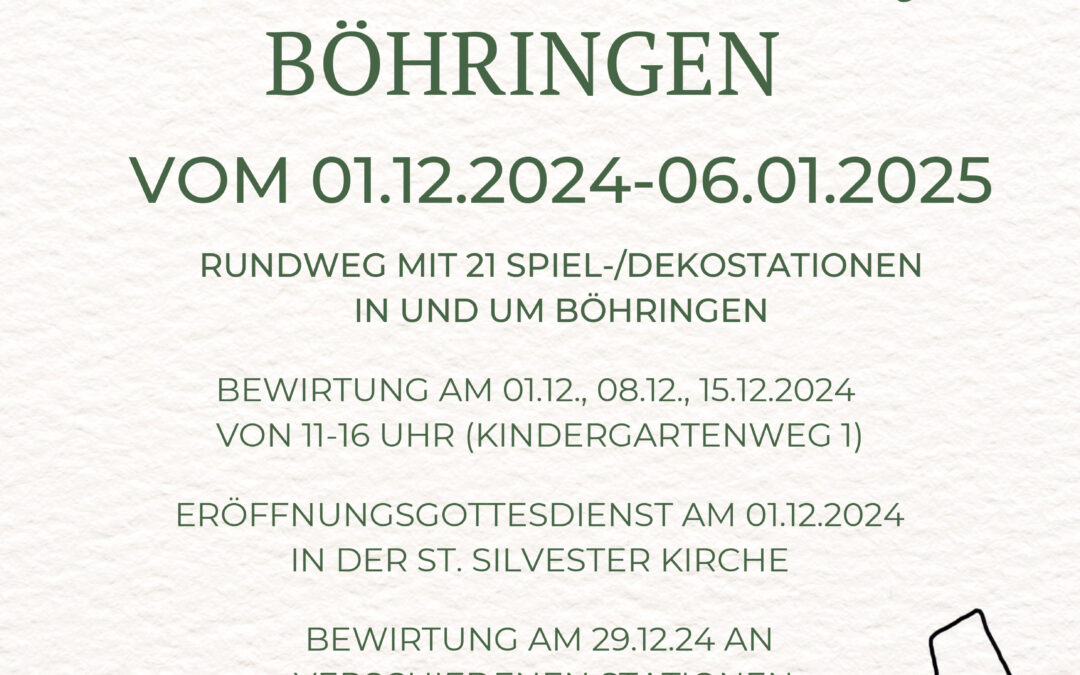 Weihnachtsweg Böhringen vom 01.12.2024 - 06.01.2025, Verein B-Lebt in Böhringen