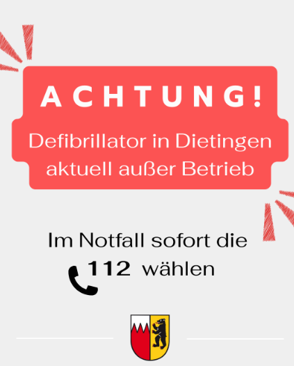 AED in Dietingen aktuell außer Betrieb!
