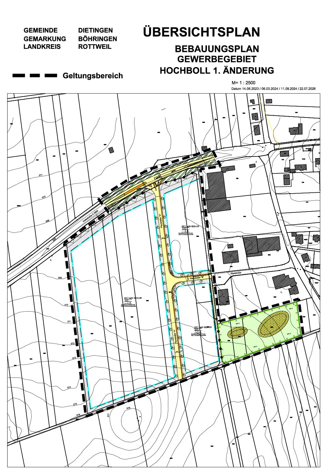 Öffentliche Bekanntmachung – Inkrafttreten des Bebauungsplans „Hochboll – 1. Änderung“ in Böhringen